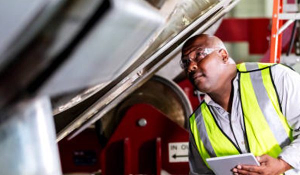 EHS employee focuses on vehicle