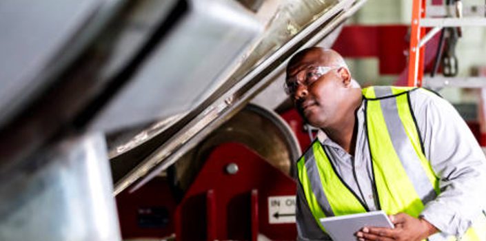 EHS employee focuses on vehicle
